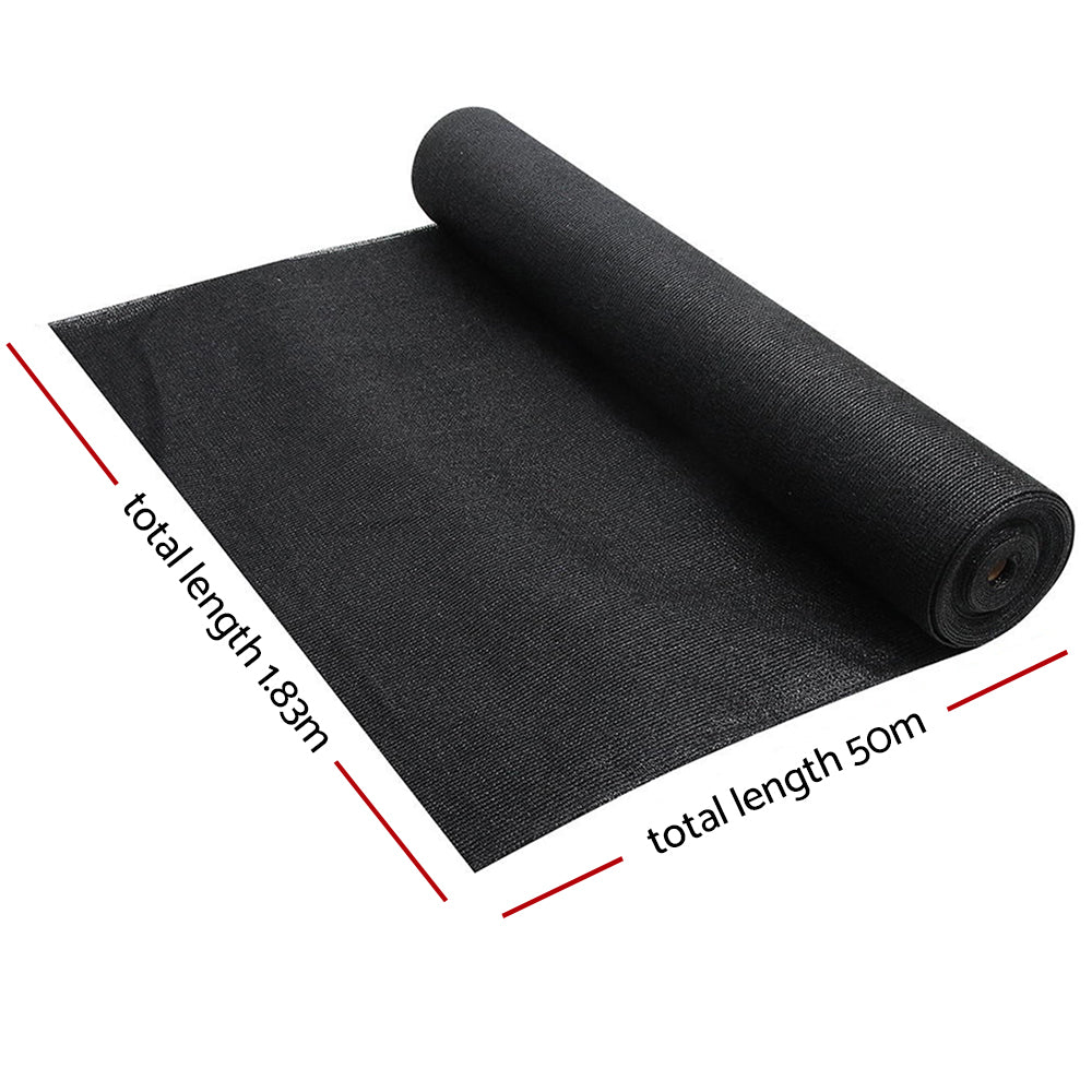 50% UV Sun Shade Cloth Shade Cloth Sail Roll Mesh Garden Outdoor 1.83x50m Black