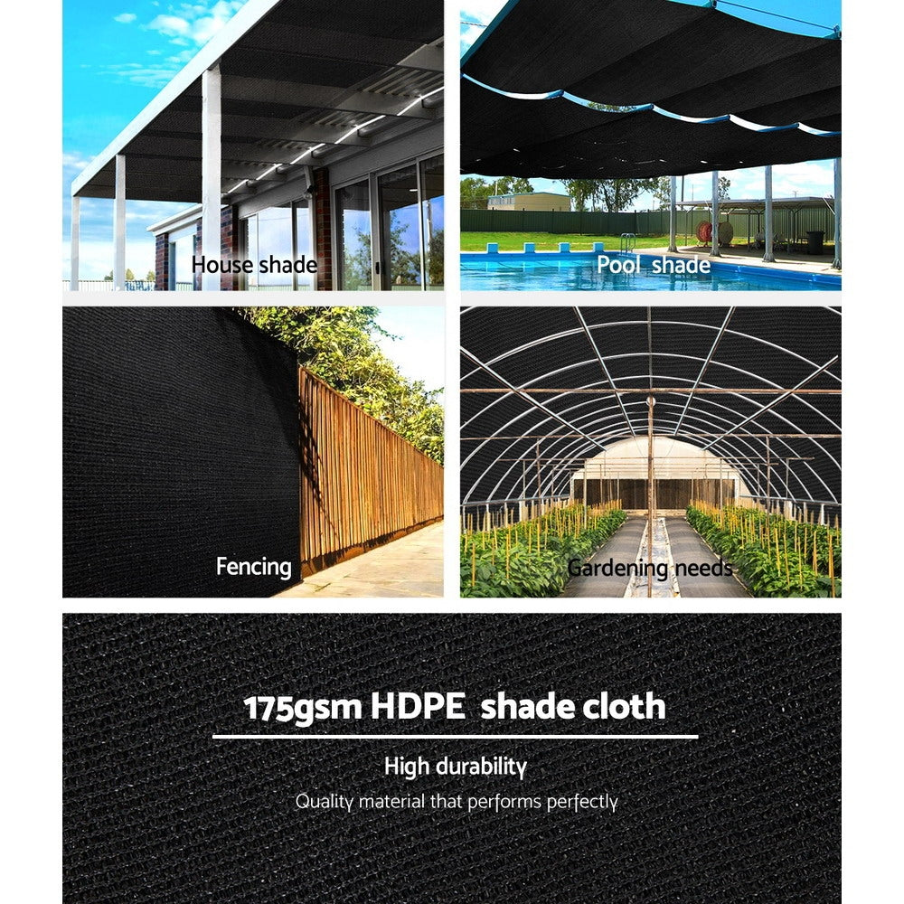 70% UV Sun Shade Cloth Shade Cloth Sail Roll Mesh Garden Outdoor 1.83x50m Black