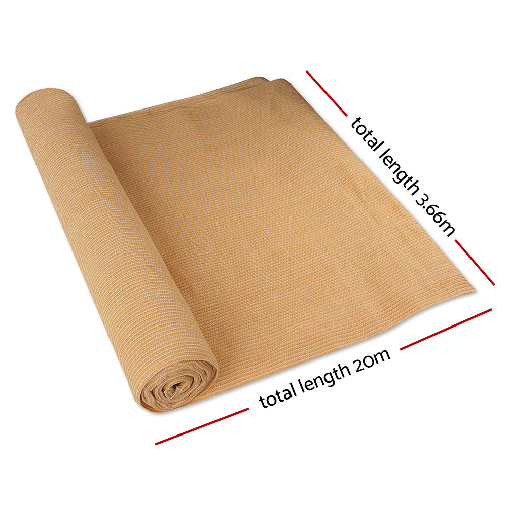 Instahut 90% Shade Cloth 3.66x20m Shade cloth Sail Heavy Duty Beige