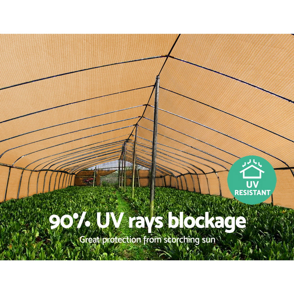 Instahut 90% Shade Cloth 3.66x20m Shade cloth Sail Heavy Duty Beige