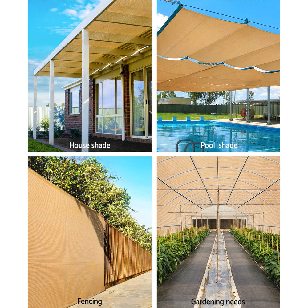 Instahut 70% Shade Cloth 3.66x30m Shade cloth Sail Heavy Duty Beige