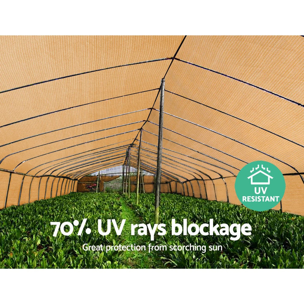 70% UV Sun Shade Cloth Shadecloth Sail Roll Mesh Outdoor 3.66x30m Beige