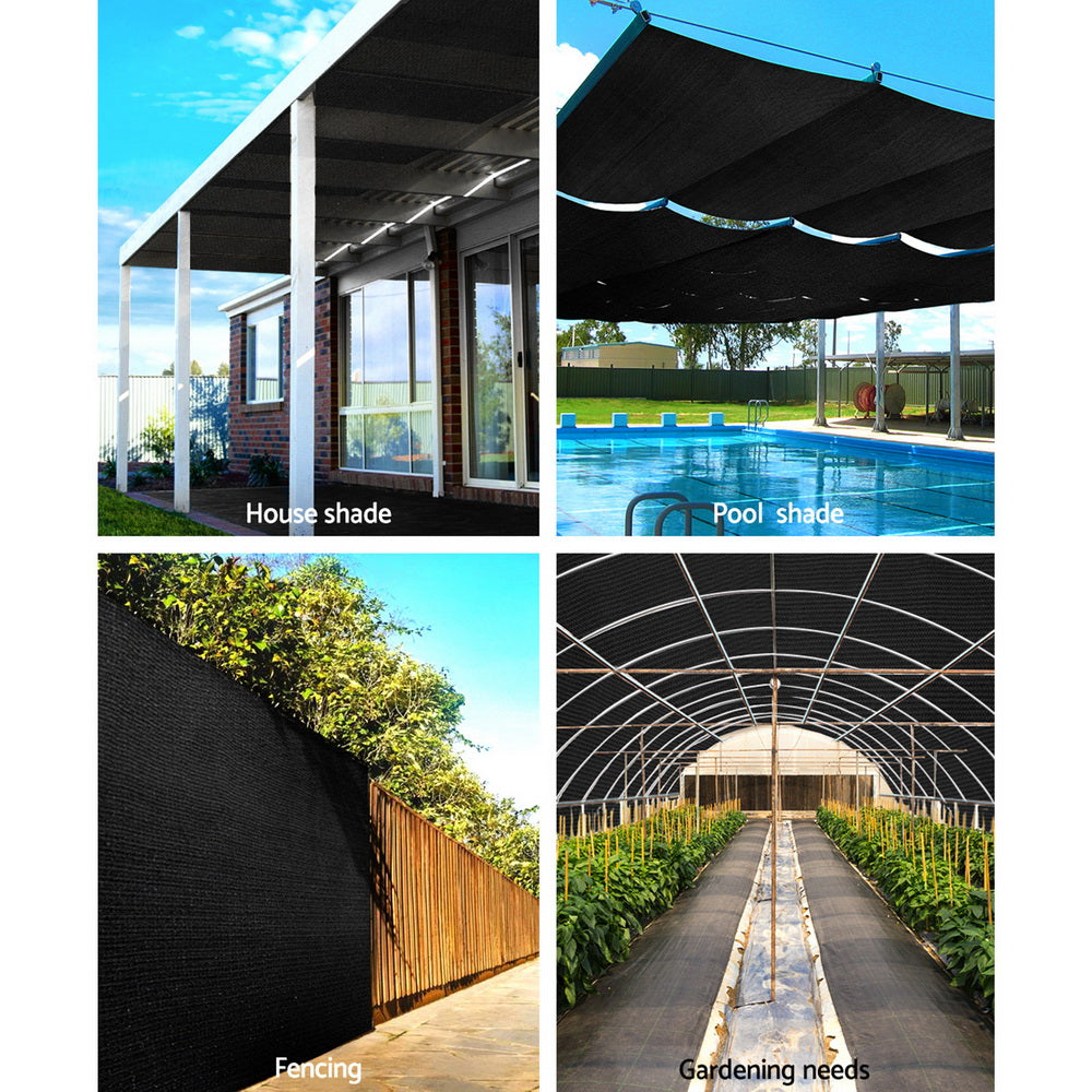 Instahut 90% Shade Cloth 3.66x30m Shade cloth Sail Heavy Duty Black