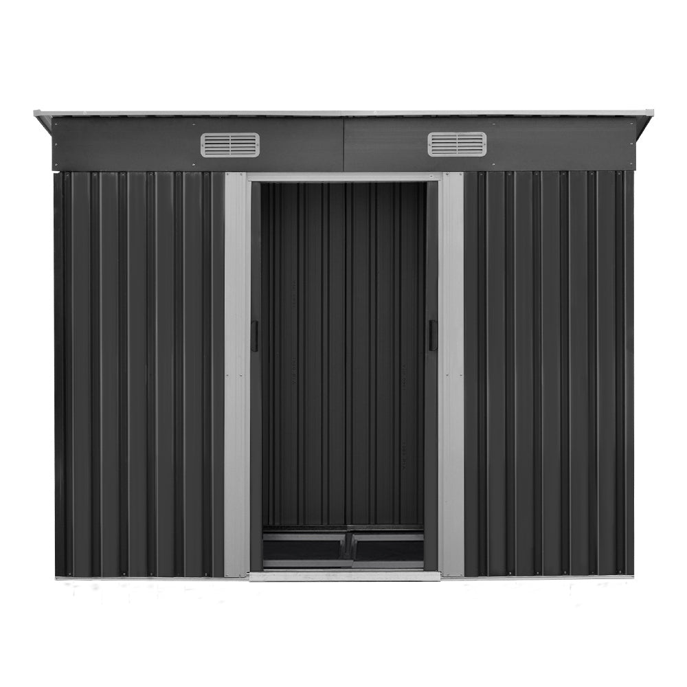 Garden Shed 2.38x1.31M w/Metal Base Sheds Outdoor Storage Tool Workshop Sliding Door