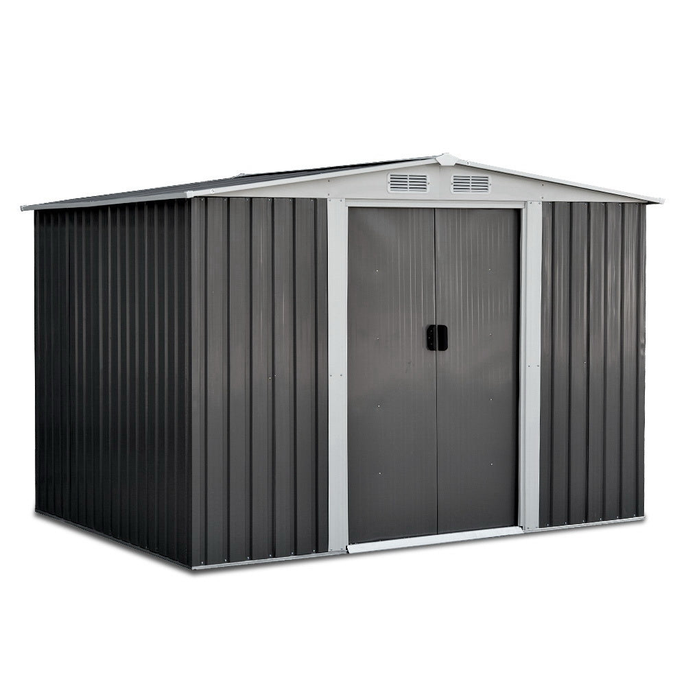 Garden Shed 2.58x2.07M Sheds Outdoor Storage Workshop Metal Shelter Sliding Door