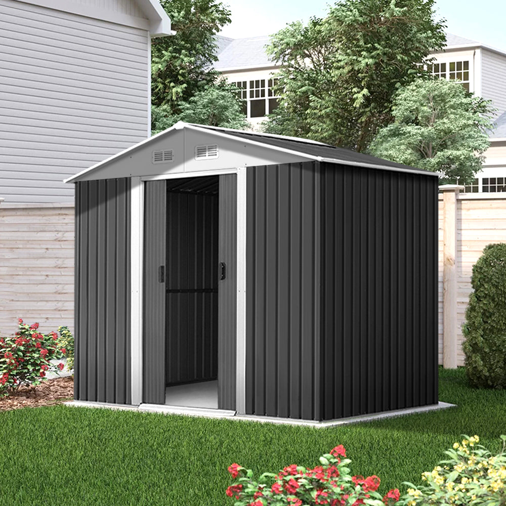 Garden Shed 2.58x2.07M Sheds Outdoor Storage Workshop Metal Shelter Sliding Door