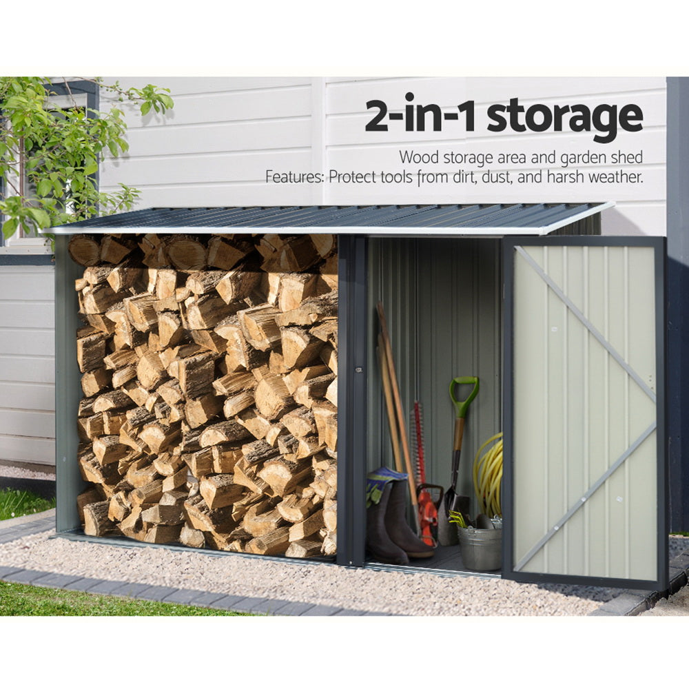 Garden Shed 2.49x1.04M Sheds Outdoor Tool Storage Workshop House Steel 2 in 1