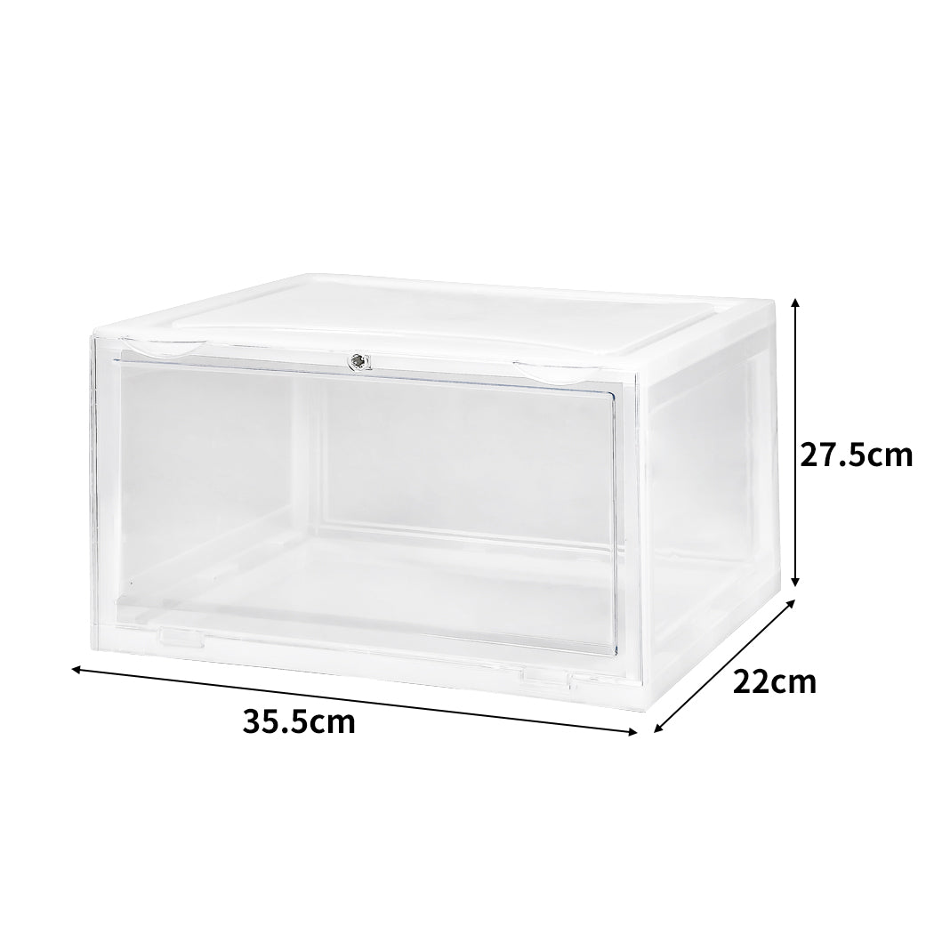 Premium Sneaker Display Case Shoe Storage Box Clear Plastic Magnetic Stackable White