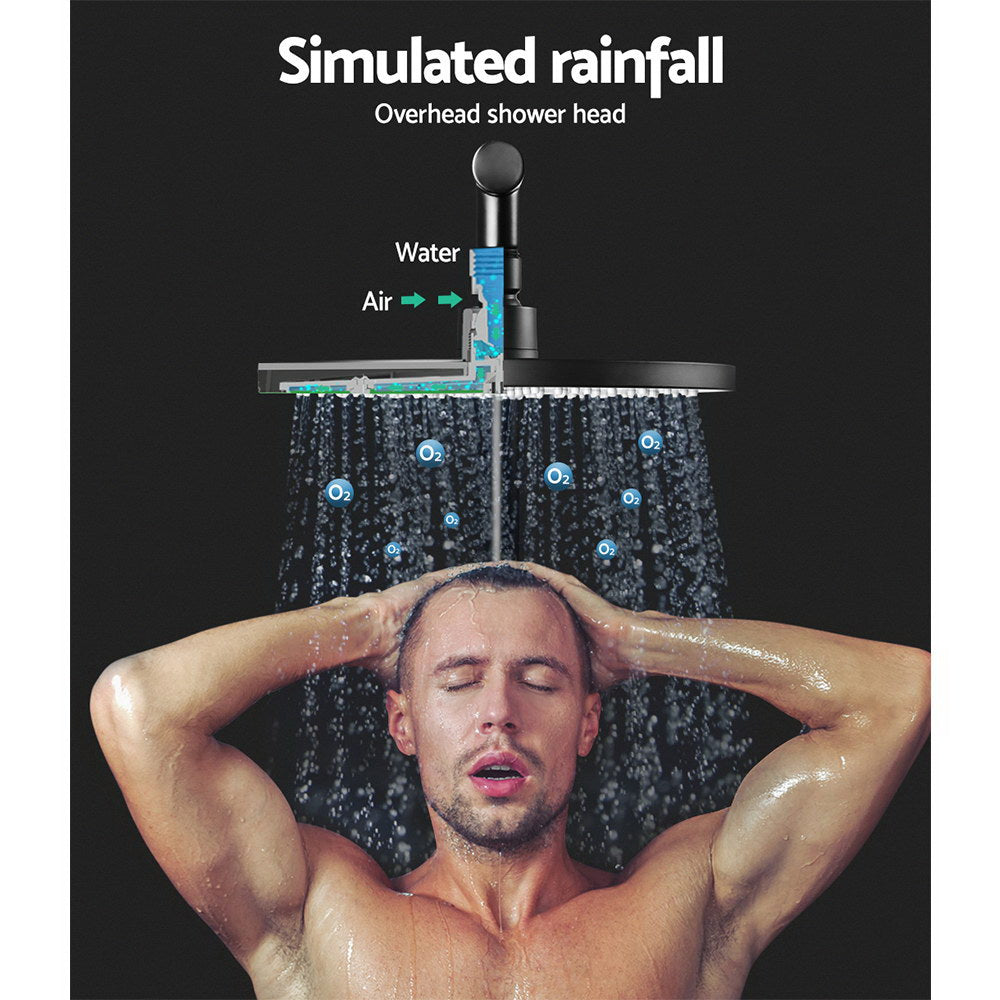 9'' Rain Shower Head Set Handheld Round High Pressure Black