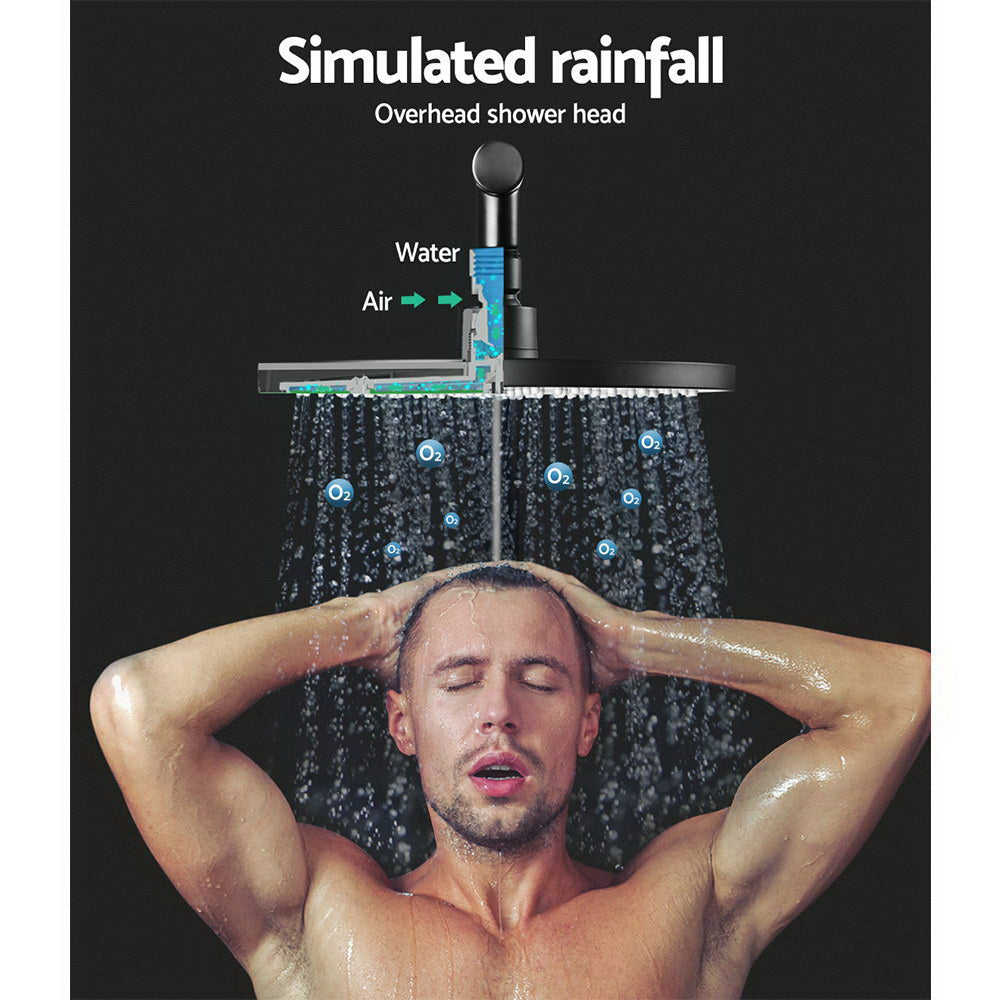 9'' Rain Shower Head Set Handheld Round High Pressure Mixer Tap Black
