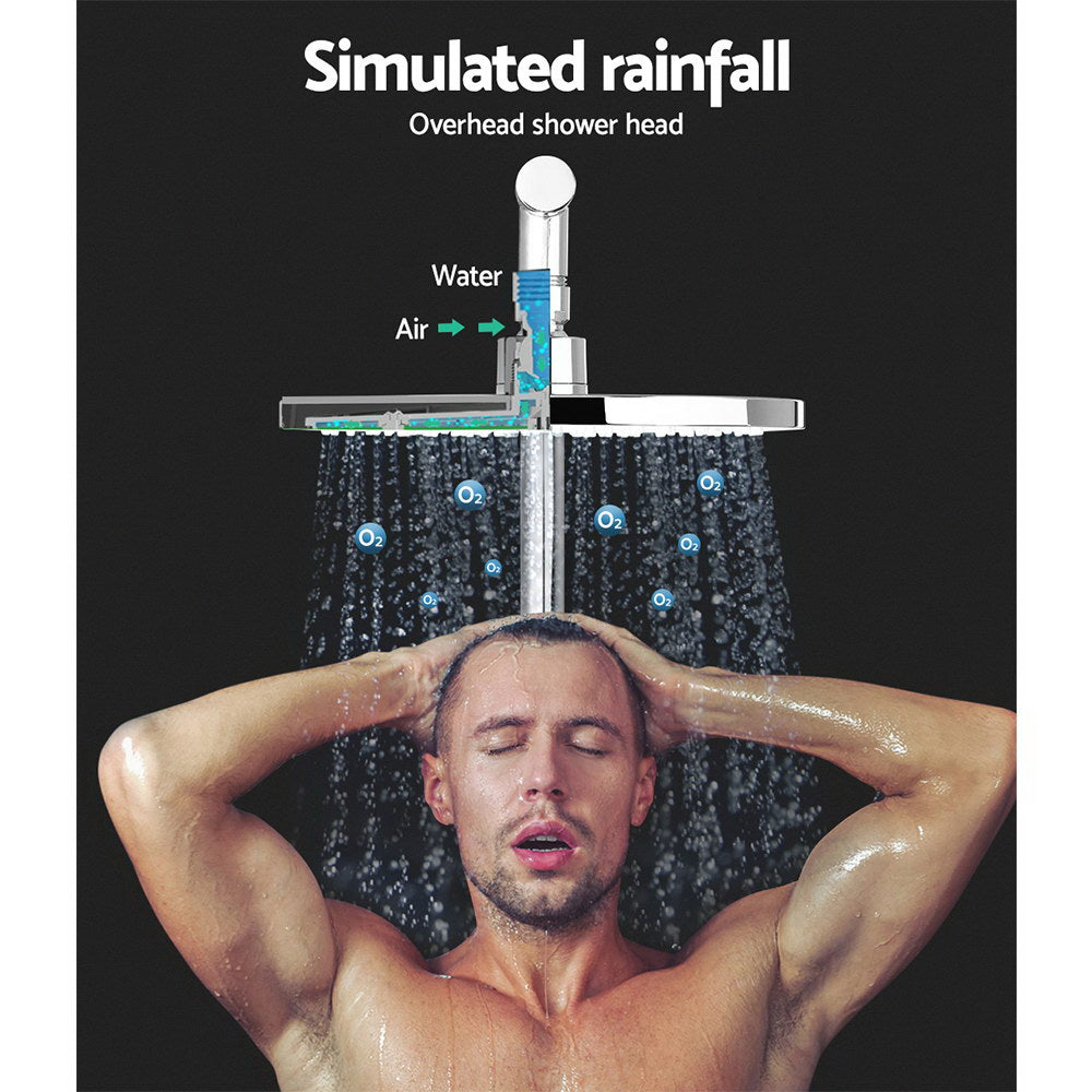 9'' Rain Shower Head Set Handheld Round High Pressure Mixer Tap Chrome