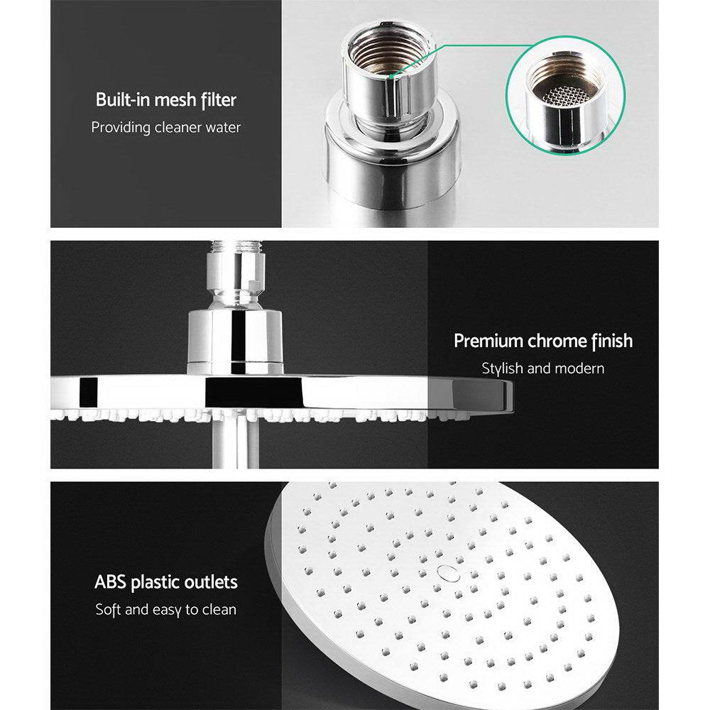 9'' Rain Shower Head Set Handheld Round High Pressure Twins Tap Chome