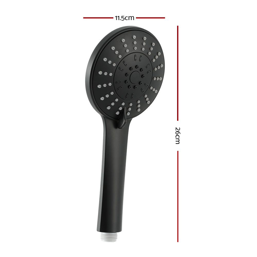 Handheld Shower Head 4.5" High Pressure 5 Modes Powerful Round - Black