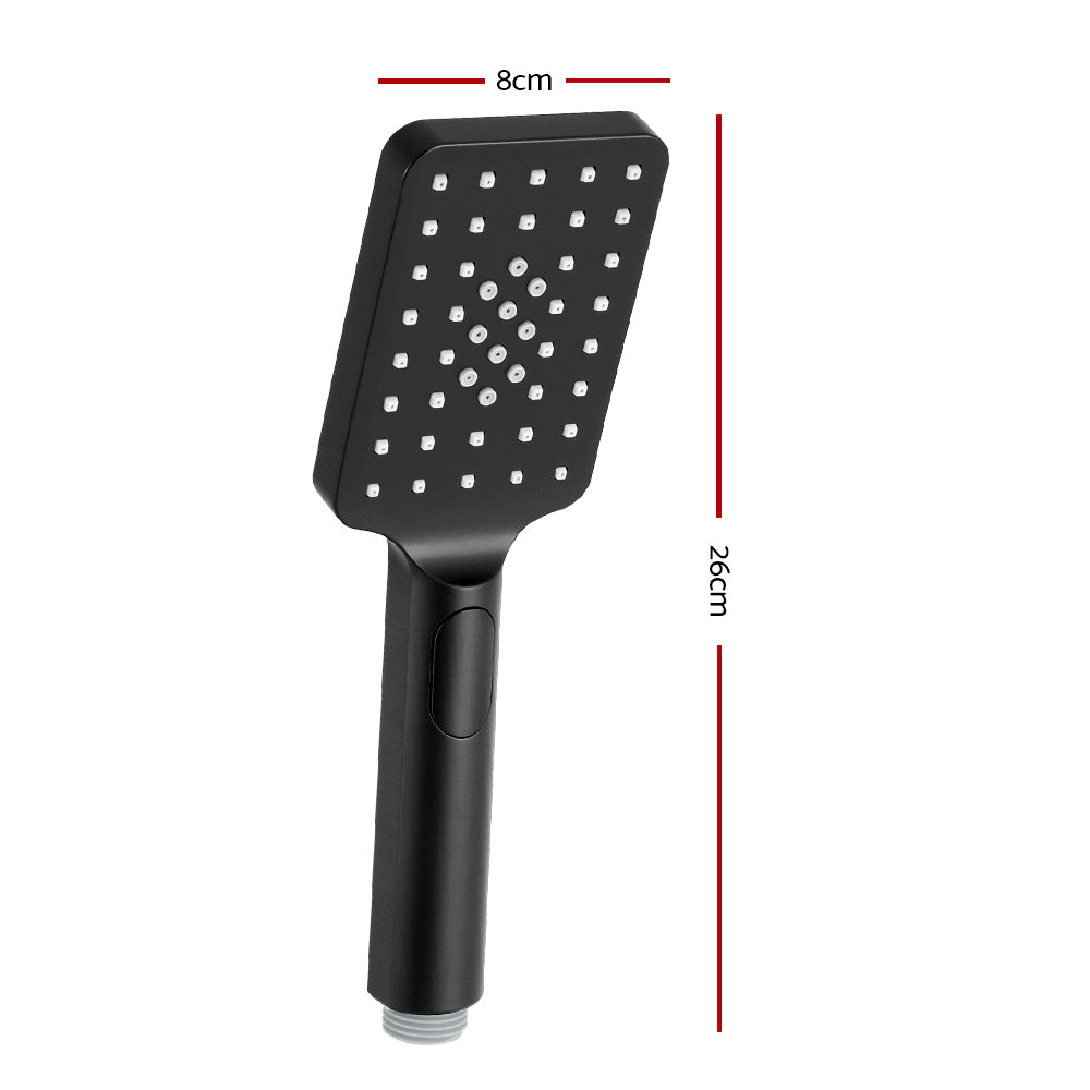 Handheld Shower Head 3.1'' High Pressure 3 Spray Modes Square - Black