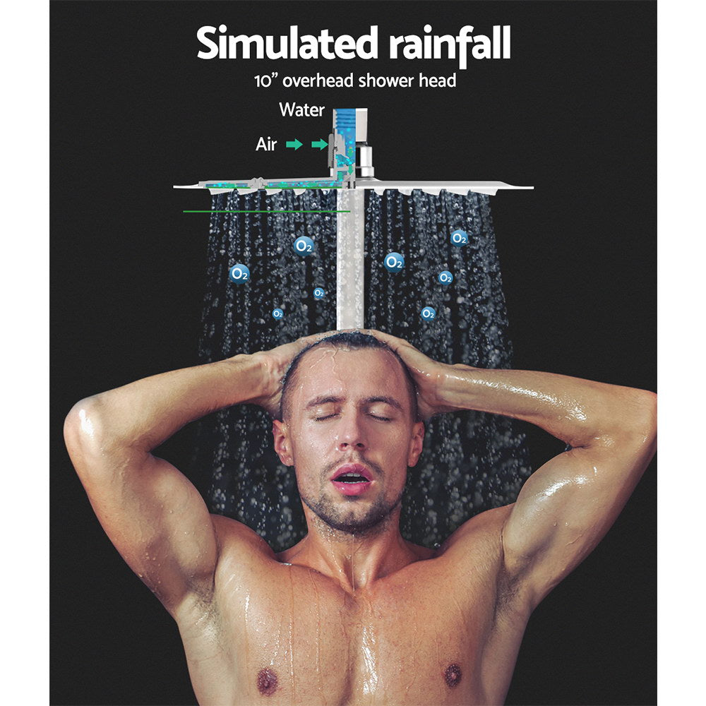 10'' Rain Shower Head Set Handheld Square High Pressure Chrome