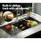 Kitchen Sink 81X45CM Stainless Steel Single Bowl Drain Rack Basket Black