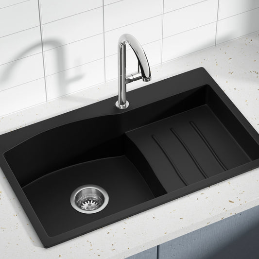 Kitchen Sink 74x45cm Granite Stone Basin Single Bowl Laundry - Black
