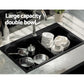 Kitchen Sink 76x47cm Granite Stone Basin Double Bowl Laundry - Black