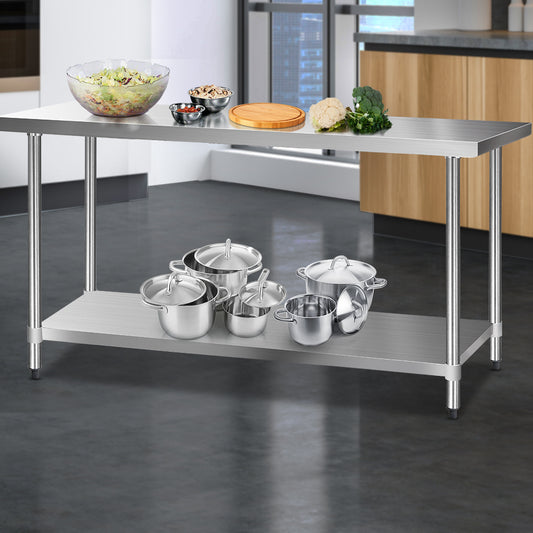 1829x610mm Commercial Stainless Steel Kitchen Bench