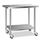 304 Stainless Steel Kitchen Benches Work Bench Food Prep Table with Wheels 1219Mmx610MM
