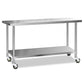 304 Stainless Steel Kitchen Benches Work Bench Food Prep Table with Wheels 1829Mmx610MM