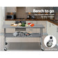 304 Stainless Steel Kitchen Benches Work Bench Food Prep Table with Wheels 1829Mmx610MM