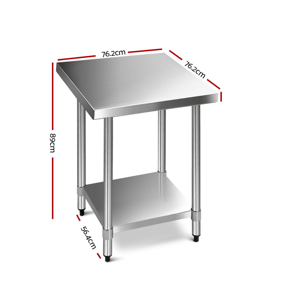 762x762mm Commercial Stainless Steel Kitchen Bench