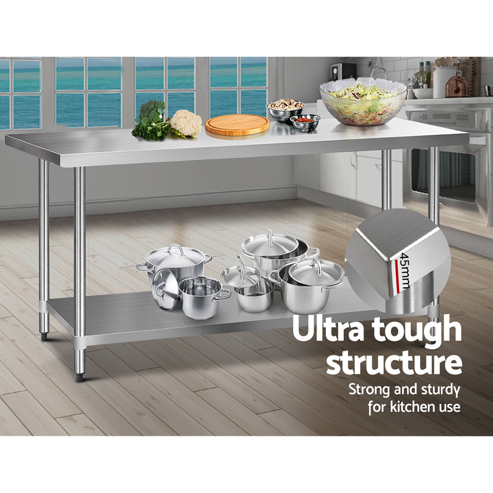 1829x762mm Commercial Stainless Steel Kitchen Bench