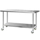 1829x762mm Commercial Stainless Steel Kitchen Bench with 4pcs Castor Wheels