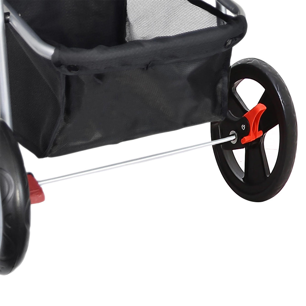Pet Stroller 3 Wheels Dog Cat Cage Puppy Pushchair Travel Walk Carrier Pram - Black