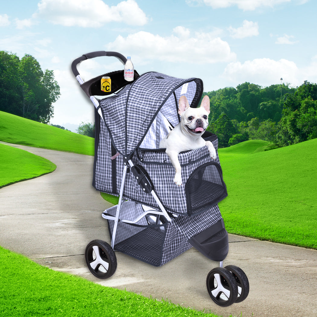 Pet Stroller 3 Wheels Dog Cat Cage Puppy Pushchair Travel Walk Carrier Pram