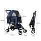 Pet Stroller Dog Cat Pram Foldable Carrier 4 Wheels Travel Pushchair Blue Large