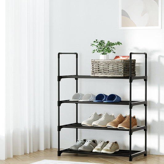 Shoe Rack Stackable Shelves 4 Tiers 55cm Shoes Storage Stand Black