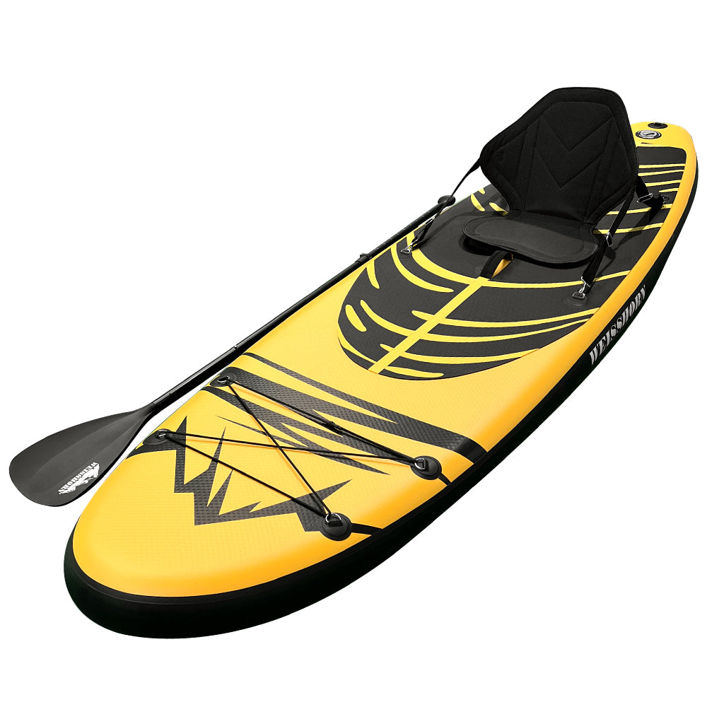 Stand Up Paddle Board 10.6ft Inflatable SUP Surfboard Paddleboard Kayak Surf - Yellow