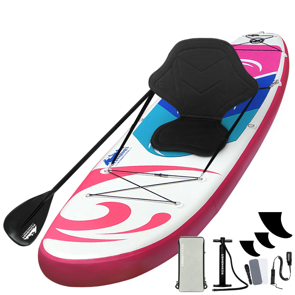 Stand Up Paddle Board 11ft Inflatable SUP Surfboard Paddleboard Kayak Surf - Pink