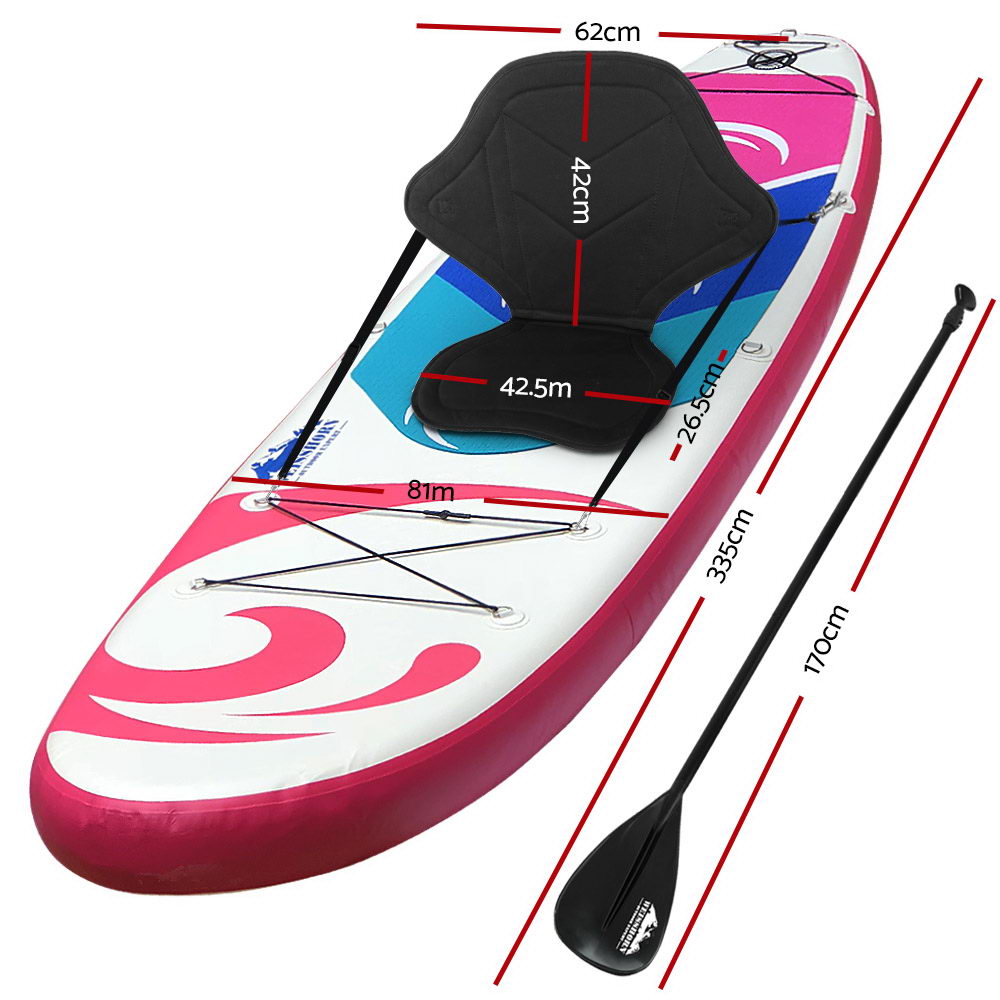 Stand Up Paddle Board 11ft Inflatable SUP Surfboard Paddleboard Kayak Surf - Pink