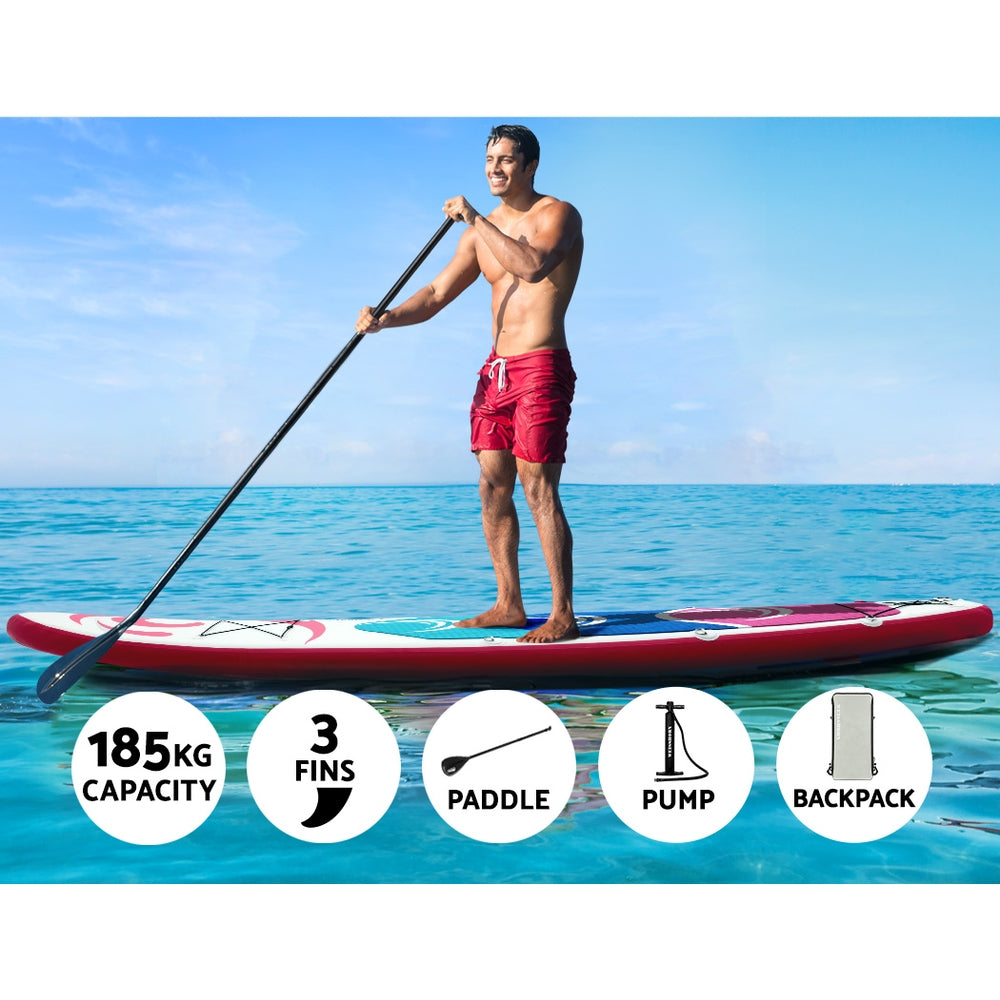 Stand Up Paddle Board 11ft Inflatable SUP Surfboard Paddleboard Kayak Surf - Pink