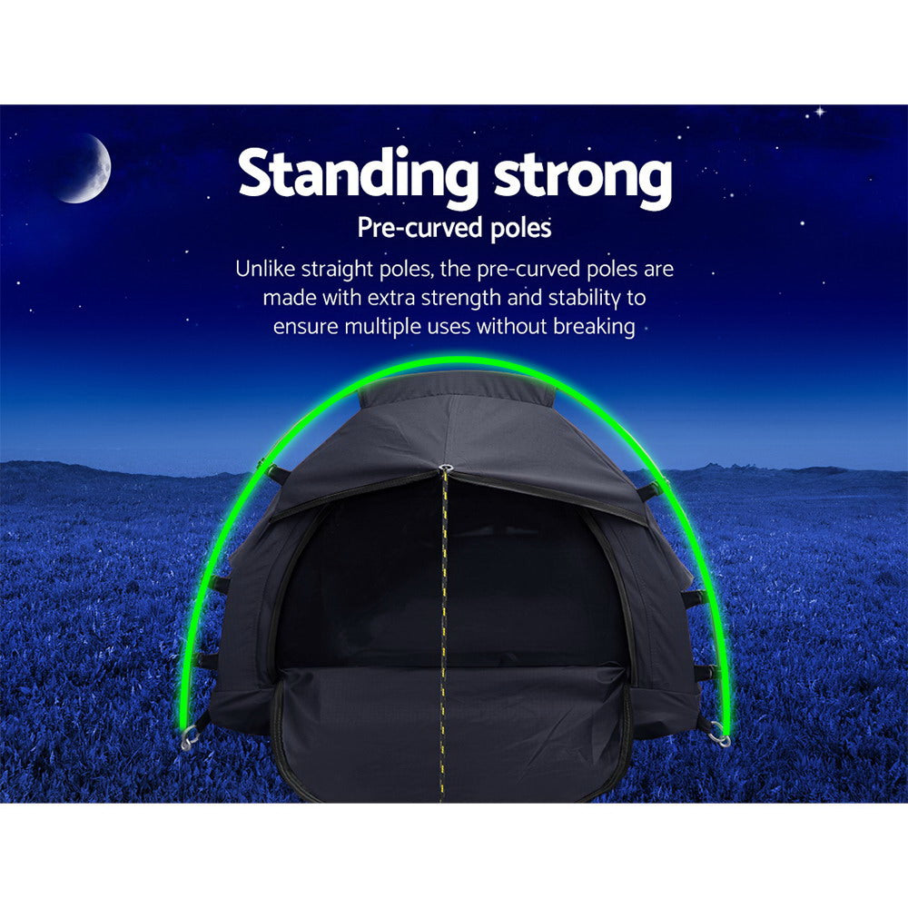 Camping Swag Single Biker Tent Free Standing Canvas Ripstop Grey