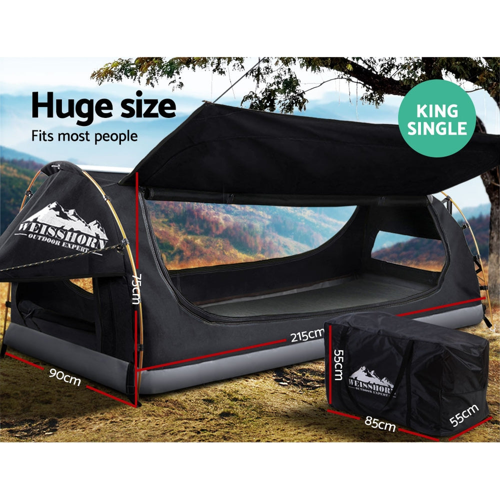 kings swag tent King Single Swag Camping Swags Canvas Free Standing Dome Tent Grey –  Factory Buys