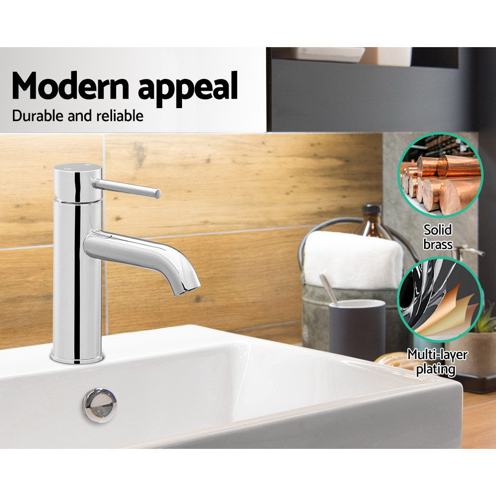 Bathroom Basin Mixer Tap Round Brass Faucet Vanity Laundry Chrome