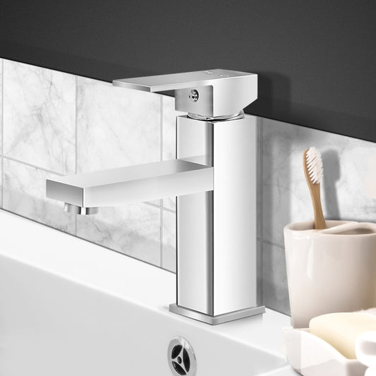 Bathroom Basin Mixer Tap Square Faucet Vanity Laundry Chrome
