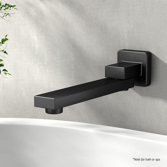 Bathroom Mixer Spout Wall Bath Tap Square Swivel Bathtub Black