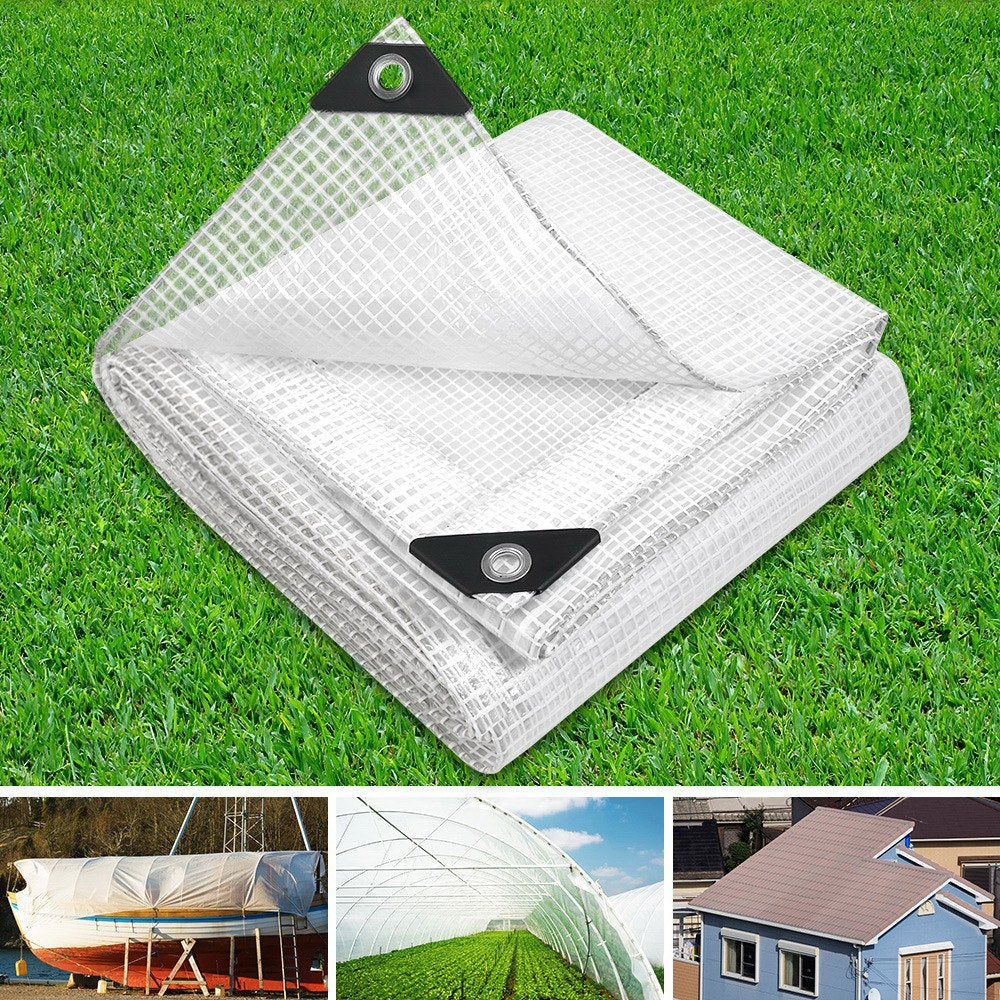 9x12m Tarp Camping Tarps Poly Tarpaulin Heavy Duty Cover 135gsm Clear