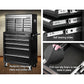 14 Drawers Toolbox Chest Cabinet Mechanic Trolley Garage Tool Storage Box - Black