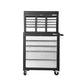 14 Drawers Toolbox Chest Cabinet Mechanic Trolley Garage Tool Storage Box - Black & Silver