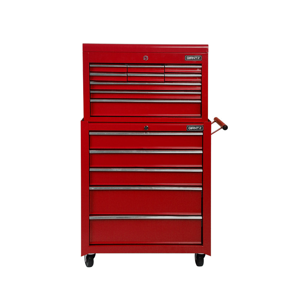 14 Drawers Toolbox Chest Cabinet Mechanic Trolley Garage Tool Storage Box - Red