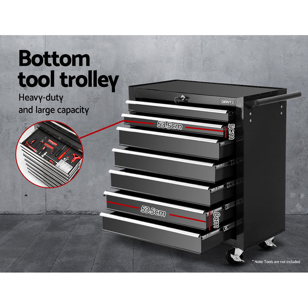 17 Drawers Tool Box Trolley Chest Cabinet Cart Garage Mechanic Toolbox Black