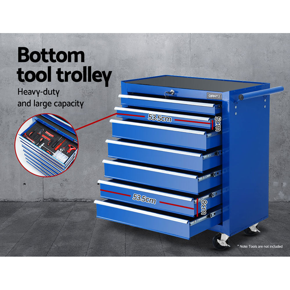 17 Drawers Tool Box Trolley Chest Cabinet Cart Garage Mechanic Toolbox Blue