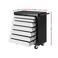 Tool Chest and Trolley Box Cabinet 7 Drawers Cart Garage Storage Black and Silver
