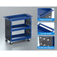 3-Tier Tool Cart Storage Trolley Workshop Garage Pegboard Hooks Blue